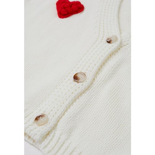 CHICWISH Women 3D Heart Open Front Cardigan Sweaters V-Neck Casual Button-Up Long Sleeve Cropped Knit Cardigan4