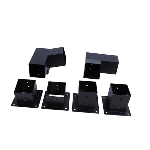 Wakects Pergola Brackets, 6Pcs Alloy Steel Angle Corner Bracket Fence Post Support Pergola Mounting Bracket Kit with Screws for 4x4in Wood Posts Canopies Carports Gazebo