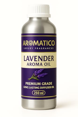 AROMATICO Lavender Diffuser Oil with Strong, Long-Lasting Aroma. Premium Aroma Oil for Homes, Offices & Showrooms. Aromatherapy, Diffusers, Air Purifiers, Vaporizers - 250 ml