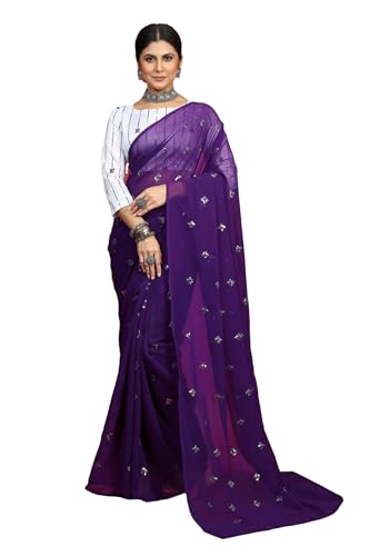 Image of Glory Sarees Women's Georgette Embroidery Saree With Blouse Piece (GLF721 Parent)