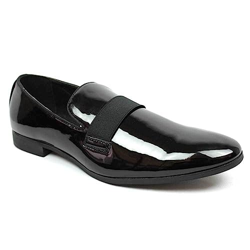 New Men's Black Patent Leather Tuxedo Slip on Dress Shoes by Azar - Main Image
