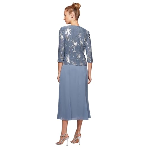 Image of Alex Evenings Women's Tea Length Jacket Dress, Perfect for Weddings, Formal Events (Petite and Regular Sizes)