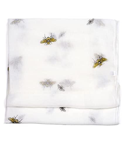 Value Art S01204-White Bumble Bee Scarf 72 Inches x 27, Navy, Turquoise