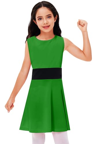 Deerose Girls Halloween Green Dress Kids Brave Butecup Outfits Lovely Sleeveless Dresses 9-10 Years