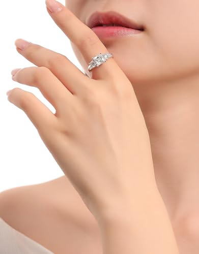 Moissanite Engagement Ring for Women, 1.32CTTW Princess Cut D Color VVS1 promise anniversary Wedding Band,S925 Sterling Silver with 18K White Gold Plated Valentine's Day Gift4