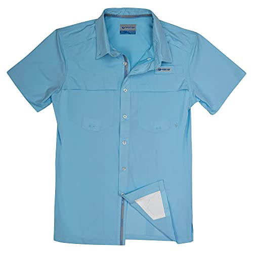 T-shirt de pêche standard homme manches courtes bleu froid XL