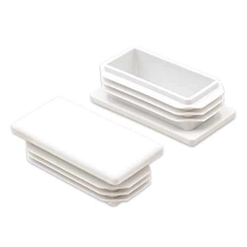 Image of Flyshop 8 PCS Tube Chair Glide Rectangle Tubing End Cap White Plastic Plug Pipe Inserts 30 x 60 mm, 1-3 /16 inch x 2-3 /8 inch