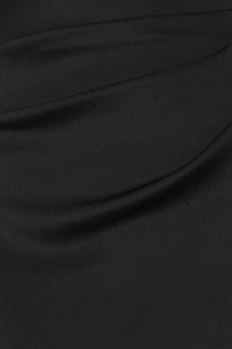 Image of Xscape Women's Long Bodycon Formal Evening Gown with Cap Sleeves, Asymmetrical Neckline, Ruched Bodice and Front Slit