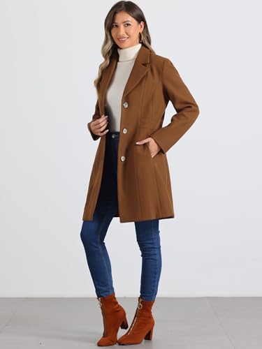 Image of Allegra K Womens Winter Elegant Pea Coat 2026 Single Breasted Long Overcoat | Notch Lapel Collar, Warm, Work Office Trench Coats,Outwear Outfit