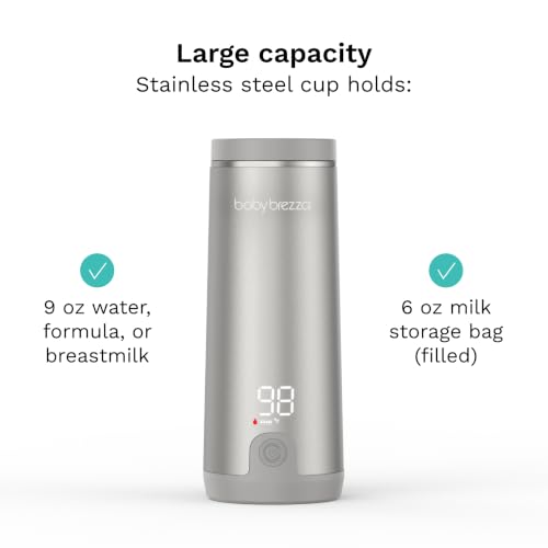 Baby Brezza Portable Baby Bottle Warmer - Breastmilk + Formula Safe, Silver - image 5
