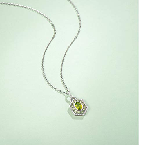 Carleen Sterling Silver 2.15 Carats Genuine Green Peridot Gemstone August Birthstone Locket Pendant Necklace For Women Girls, Chain Length 16+2 Inch #TOP2