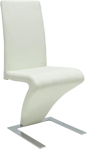 Miniatura 5 de Juego de 2 sillas de comedor escandinavas de piel sintética blanca con patas cromadas, diseño moderno para cocina, comedor y comedor