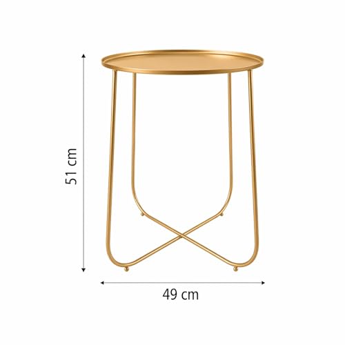 Image of Metal Side Table for Living Room | End Table, Coffee Table, Bedside Table, Plant Stand for Indoor Outdoor | Round Metal Table, Sofa Side Table (Anti - Rust) |No Assembly Required | Gold