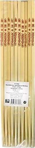 JADE TEMPLE Einweg Essstäbchen aus Bambus, 24 cm, mit asiatischer Verzierung, geschmacksneutral, 10 Paare pro Vorteilspackung, 24.5 x 14 x 6 cm, Braun