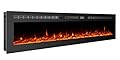 GMHome 80 Inches Wall Recessed Electric Fireplace Wall Mounted in-Wall Built Heater, Log Sets & Crystals, 9 Changeable Colors, with Remote, 1500W Fireplace, Black