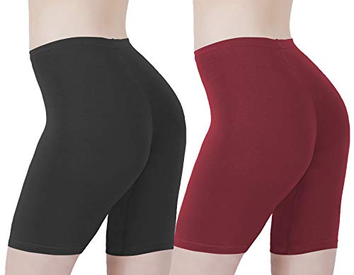 Image of Buy That Trendz Cotton Lycra Tight Fit Stretchable Cycling Shorts Womens | Shorties for Active wear /Exercise /Workout /Yoga /Gym /Cycle /Running Red Grey Combo Pack of 2