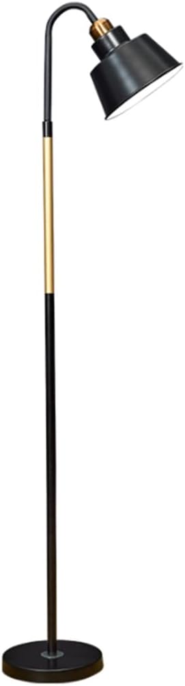 SYXL Minimalistische vloerlamp, hoge poollamp eenvoud staande lamp verstelbare metalen lampenkap for slaapkamer woonkamer (Color : Black)