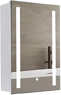 OUNUO 500 X 700 MM LED illuminated Bathroom Mirror Cabinet, Bathroom Cabinets Wall Mounted With Light Shaver Socket, Demister Pad & Touch Switch Control, IP44