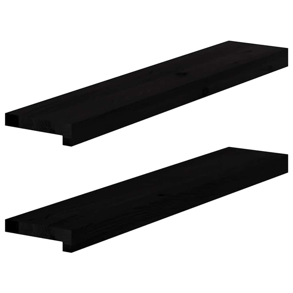 Homgoday Davanzali della finestra 2 pezzi in legno massello rovere marrone scuro copertura per davanzale della finestra, piastra posteriore antipolvere, impermeabile e facile da pulire, 80 x 15 x 2