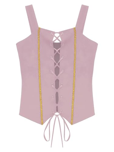 Moily Kids Girls Victorian Medieval Pirate Vest Viking Renaissance Steampunk Waistcoat Lace-up Halloween Pirate Top3