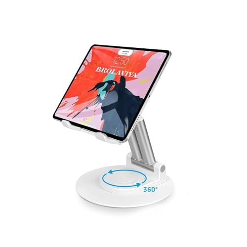 Dyazo Foldable Tablet Stand | Holder Compatible for Desk Compatible for Samsung Galaxy Tabs, iPad All Other Tablets Up to 12.9 inch with 360 Degree Rotation (White) (B0CRZBR4LB) Amazon Price History, Amazon Price Tracker