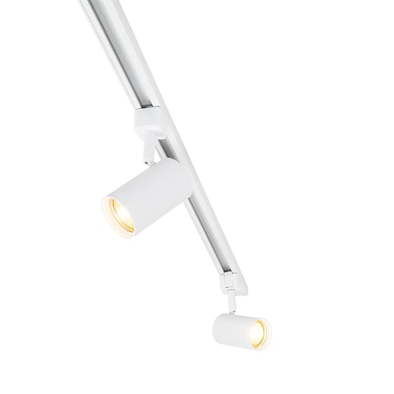 Qazqa jeana - Système sur rail spot luminaire plafond, plafonnier compatible pour led - 5 lumière - L 300 cm - Blanc - Moderne - éclairage intérieur - Salon I Chambre I Cuisine I Salle à manger