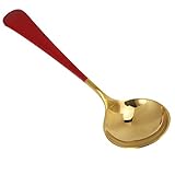 Zerodis Coffee Spoons Set Stainless Steel Tea Spoons with Colorful Handles 5 Pieces for Restaurants and Home Use (Red Handle)