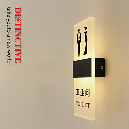 Letrero acrílico para puerta de inodoro, letrero LED para decoración de baño, señalización de baño, diseño acrílico duradero y elegante, perfecto para el hogar y la oficina