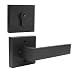 Probrico Flat Black Passage Door Lever with Double Cylinder Deadbolt Black Combo Pack, Modern Square Lock Set Handleset,Exterior Door Handle and Deadbolts Set,Exterior Door Lever Passage