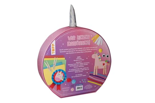TOPP Einhorn-Bastelbox. Mit Anleitungen, Bastelmaterial und Mitmachbuch: 8 Anleitungen, buntes Bastelmaterial, Mitmachbuch (16 Seiten, A5, Softcover)