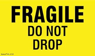 Kenco 3" X 5" Fragile Do not Drop Fluorescent Shipping Label Stickers - 500 Permanent Adhesive Labels Per Roll