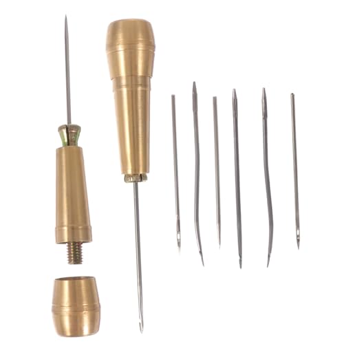 Gogogmee 2 Sets Metal Handle Shoe Repair Awls Hand Stitcher for DIY Leather Craft