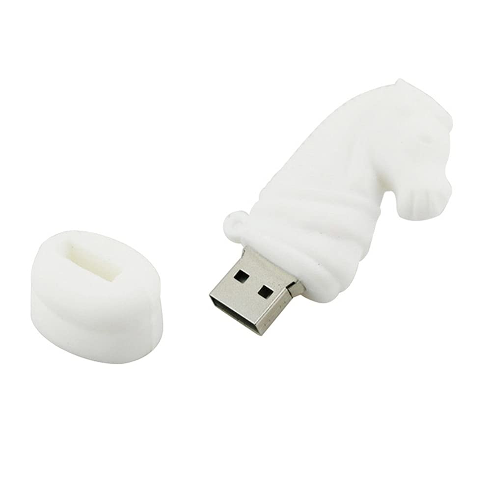 128GB Szachy Rycerz Shape USB Flash Drive U Dysk USB 2.0 Karta USB Device Dysk Flash Memory Stick Pen Drive Storage USB Drive External Storage Flash Disk (Biały)