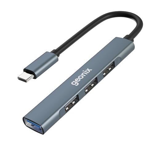 Geonix Befit CH4 4-in-1 USB Hub Multiport Adapter with USB 3.0 & 3 USB 2.0 Ports, Aluminium Shell Docking Station for PC, MacBook, Mac mini, iMac, Tablets & Mobile Phones