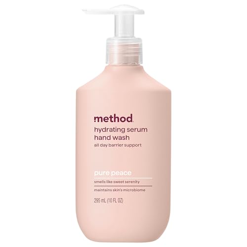 Method Hydrating Serum Hand Wash Pure Peace- Moisturizes Hands Derm Tested on Sensitive Skin Notes of Peonies Rose Water & Pink Sea Salt 10 fl oz
