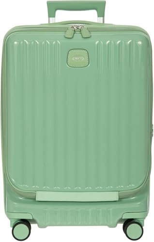Bric's Positano 21-Inch Spinner - Luxury Carry-On Luggage With Spinner Wheels - Lightweight Suitcases Made From Durable Polycarbonate - Comes with Protective Cover and Extra Pocket - Sage Green