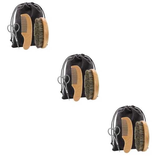 FRCOLOR Set di 3 set per la cura della barba, per uomini, set per la crescita della barba, maquinilla de afeitar para hombre, strumento per la cura della barba liscia