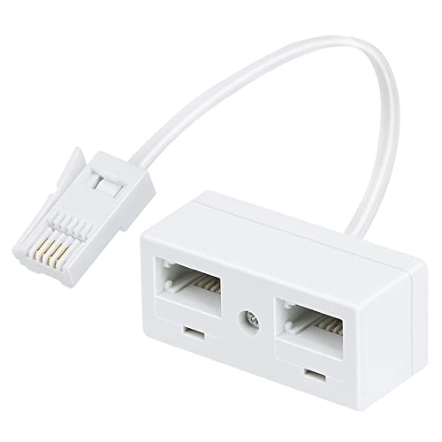 Divisores de teléfono, adaptador de enchufe de teléfono BT de 2 vías, conector RJ11 BT macho a 2 hembra Cover