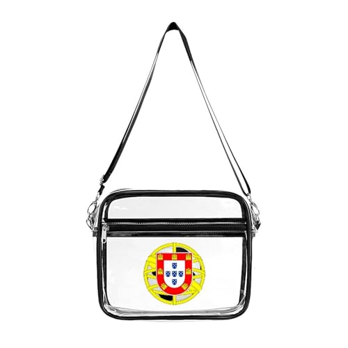 Portugal Emblem Football Large Clear Stadium Bag Clear Mini Messenger Bags with 2 Compartments Crossbody Bag