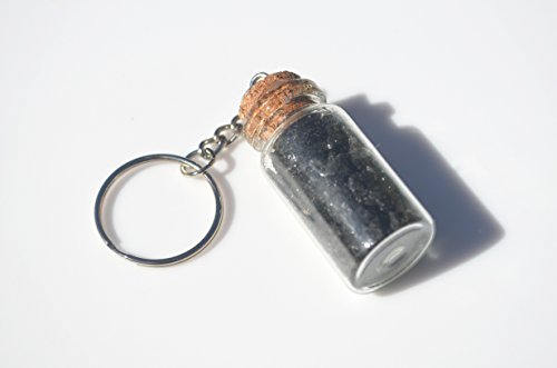 Black Tourmaline Stones In A Glass Vial Key Chain #TOP2