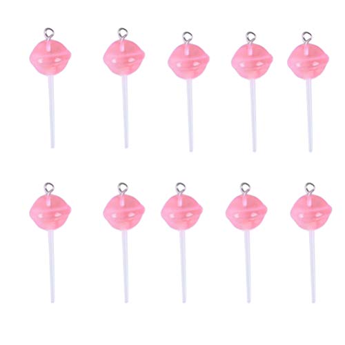 Diyiming - 10 abalorios de resina para piruleta de piruleta transparente, cuentas de resina con respaldo plano, con agujero, llavero, llavero, teléfono, pulseras, collar para hacer manualidades Cover