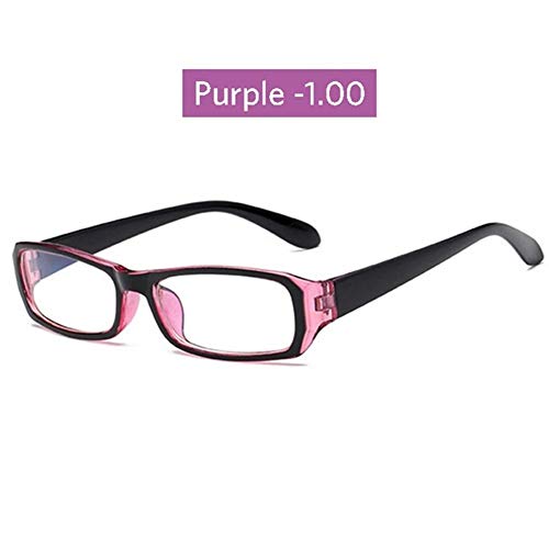 Preisvergleich Produktbild MTYJ Einfache kurzsichtige Gläser Myopie Brillen Frauen Männer Schwarzer Rahmen Kurzsichtigkeit Objektiv Eyewear Anti Blueray Brille Ultra Light -6.17.3 (Color : Purple 1.00)