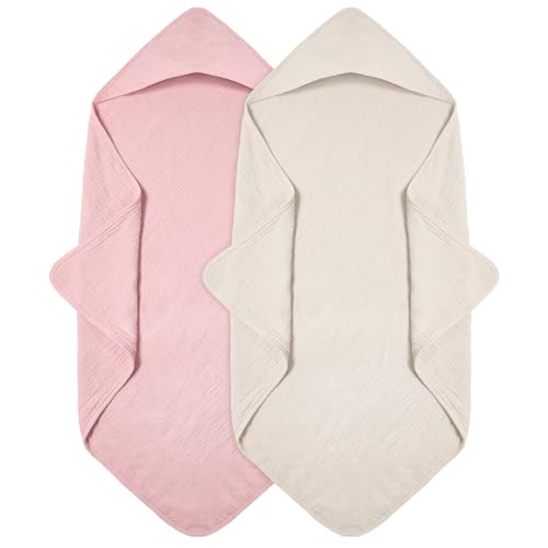 Peepeemax Kapuzenhandtuch Baby 2er-Pack, Musselin Baumwolle Baby Handtuch Kapuze, Weiche und Saugfäâ€¦ – Miniatur