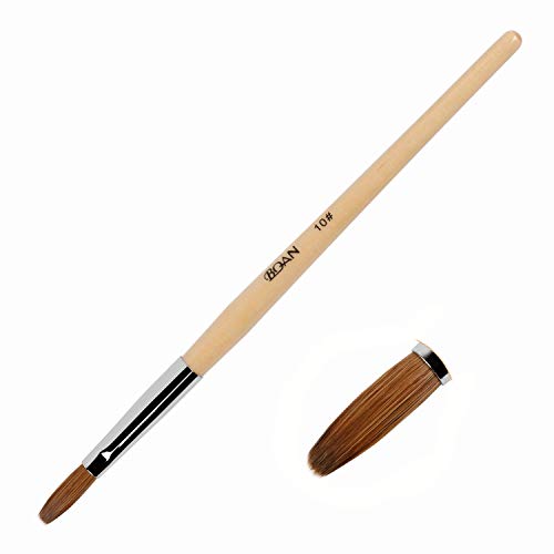 BQAN Kolinsky Acrylic Crimped Nail Brush #10#12 - Professional Pure Kolinsky Sable Hair, Wooden Handle, UV GEL Nail Art Tool Crimped Brush for Manicure Powder (10#)