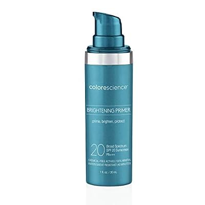 Colorescience Brightening Primer SPF 20, Water Resistant Mineral Sunscreen, Unscented, 1 Fl Oz (Pack of 1)