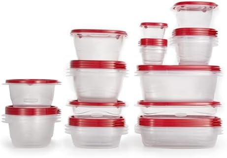 Rubbermaid TakeAlongs Food Storage Containers, 52 Piece Plastic Container Set, Dishwasher and Microwave Safe Meal Prep, Snack, and Lunch Container, BPA Free, Ruby Red