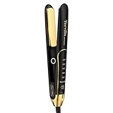 Terviiix 100% Titanium Flat Iron, 24K Salon Professional Hair Straightener and Curler 2 in 1, Non-Snagging Straightening Iron for One Swipe, 15s Ultra Fast Heating, Dual Voltage, Auto Shut Off, 1''
