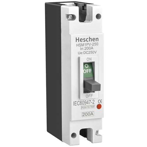 Heschen DC Molded Case Circuit Breaker MCCB, 1 Poles, DC 250V, Photovoltaic Circuit Breaker