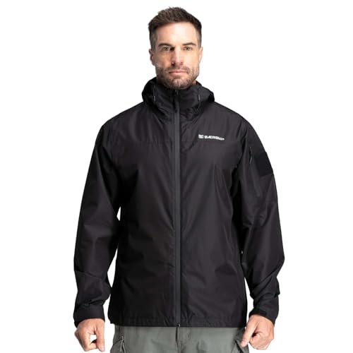 Baerskin Heavy-Storm Rain Jacket 2.0 20 000mm Waterproof Packable Rain Shell PFAS-Free Breathable Tactical Hiking Jacket 3-in-1 Hoodie Compatible Mens Outerwear