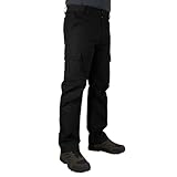 LA Police Gear LAPG Men's Urban Ops Tactical Pants, Gusseted Crotch Lightweight Cargo Pants, Elastic Waistband Ripstop Work Pants, Water & Stain Resistant Pants for Men, Black, 34W x 30L